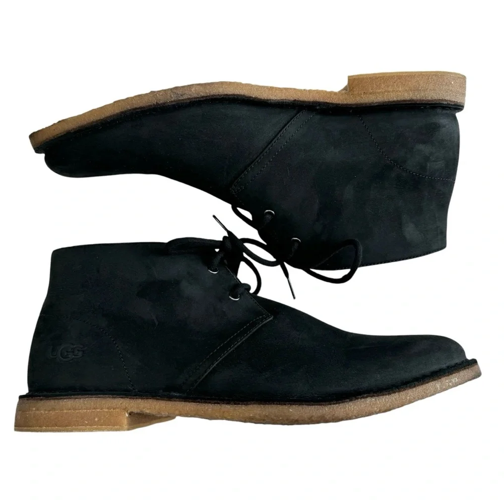 Ugg Groveland Black Leather Lace-Up Chukka Boots Men's Size 11.5